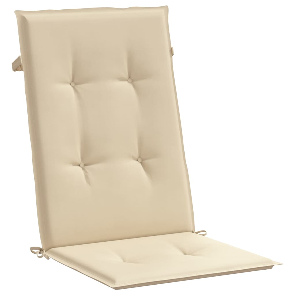 Garden Highback Chair Cushions 4 pcs Beige 120x50x3 cm Fabric