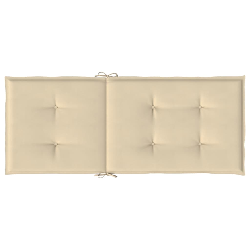 Garden Highback Chair Cushions 4 pcs Beige 120x50x3 cm Fabric