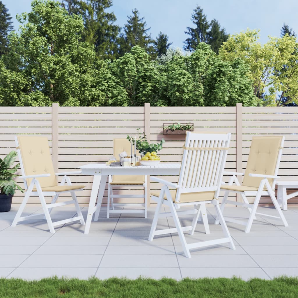 Garden Highback Chair Cushions 4 pcs Beige 120x50x3 cm Fabric