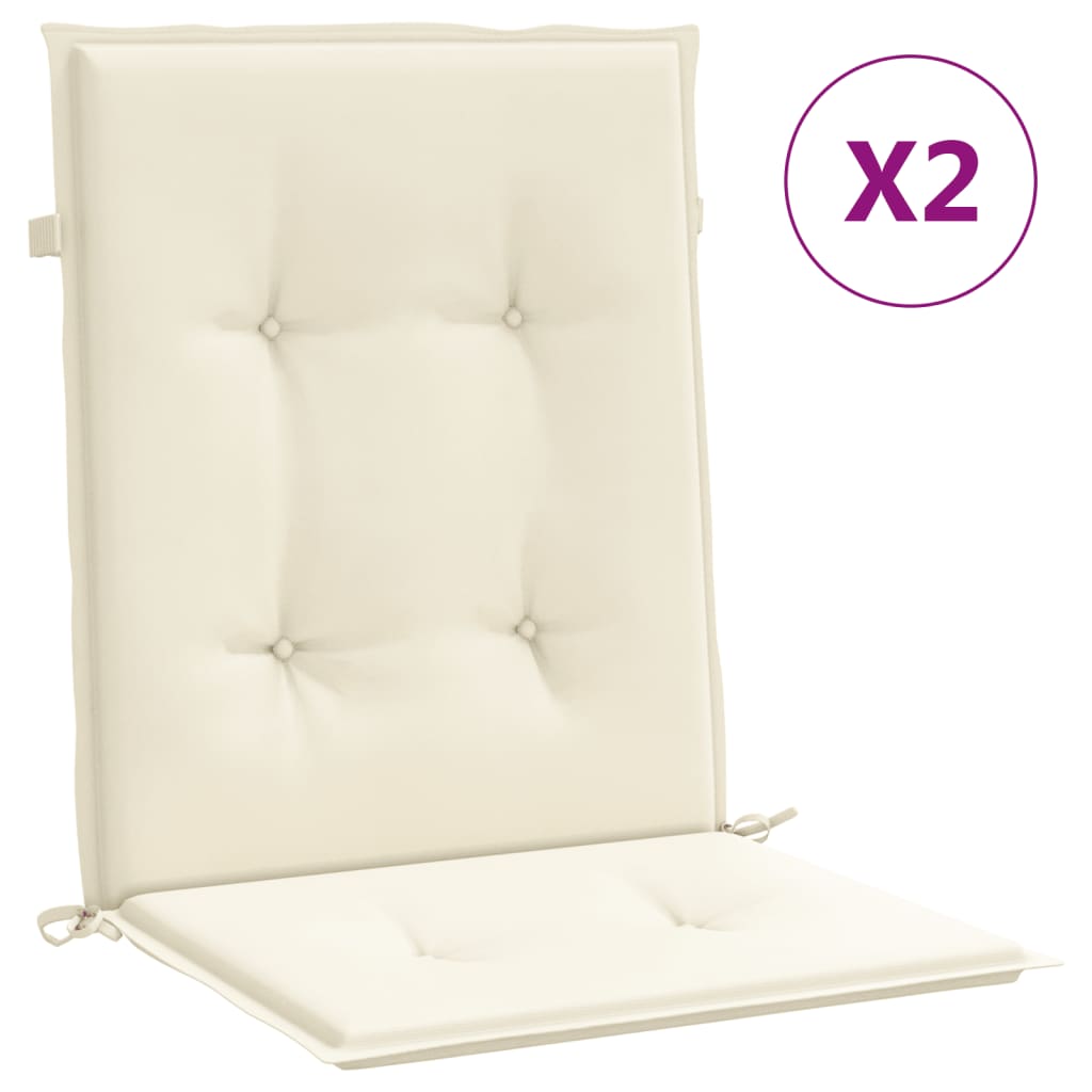 Garden Lowback Chair Cushions 2 pcs Cream 100x50x3 cm Oxford Fabric