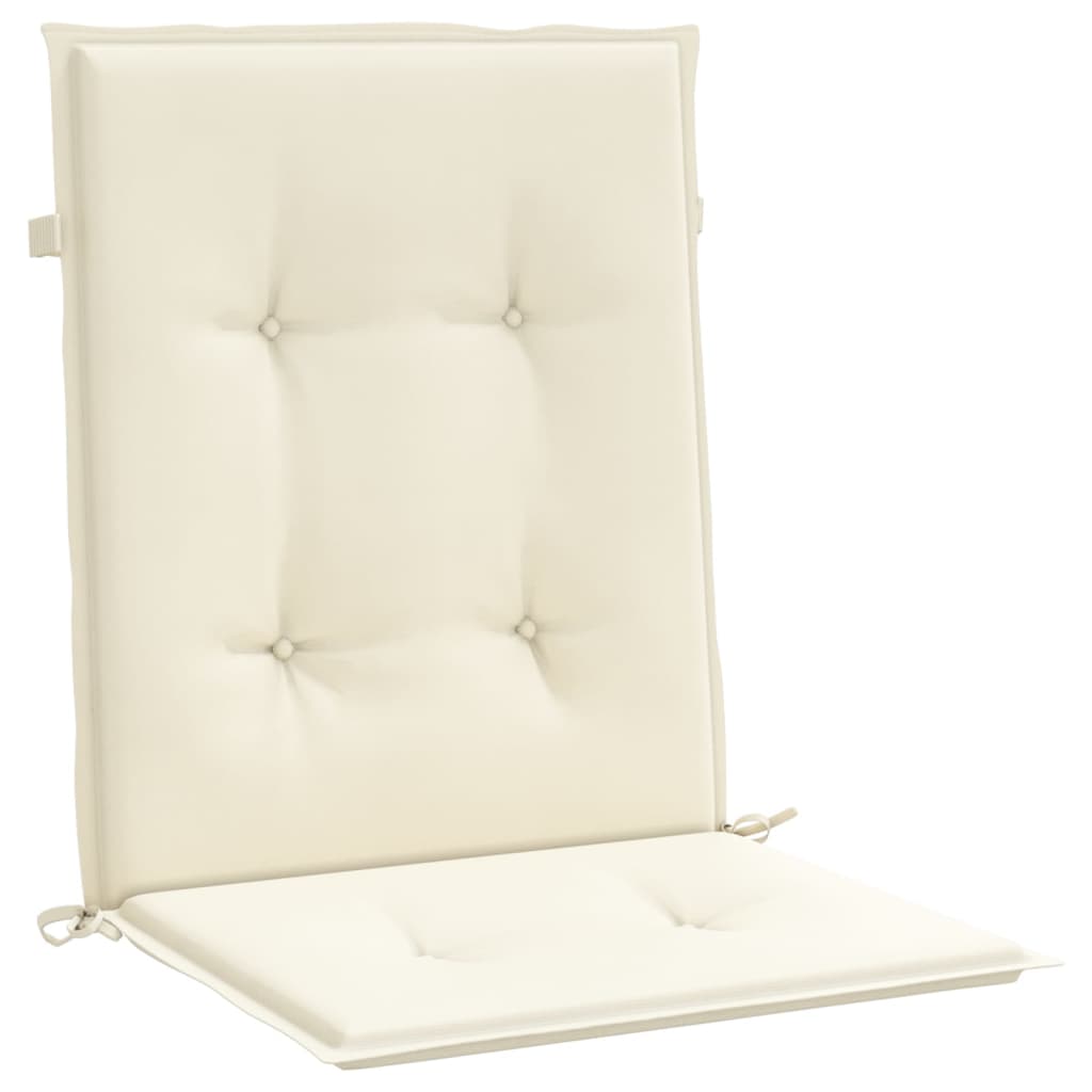 Garden Lowback Chair Cushions 2 pcs Cream 100x50x3 cm Oxford Fabric
