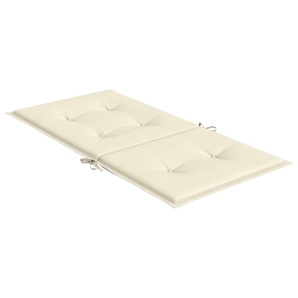 Garden Lowback Chair Cushions 2 pcs Cream 100x50x3 cm Oxford Fabric