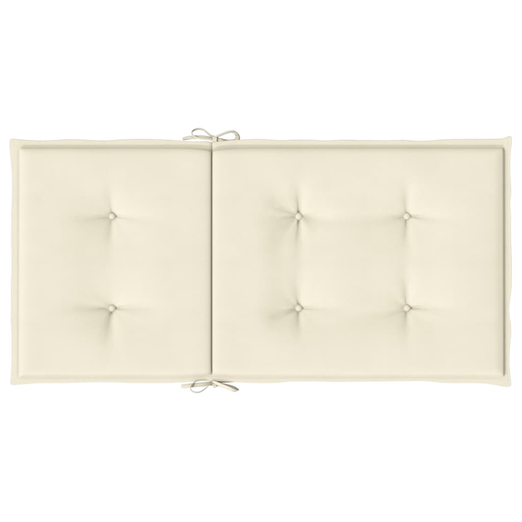 Garden Lowback Chair Cushions 2 pcs Cream 100x50x3 cm Oxford Fabric