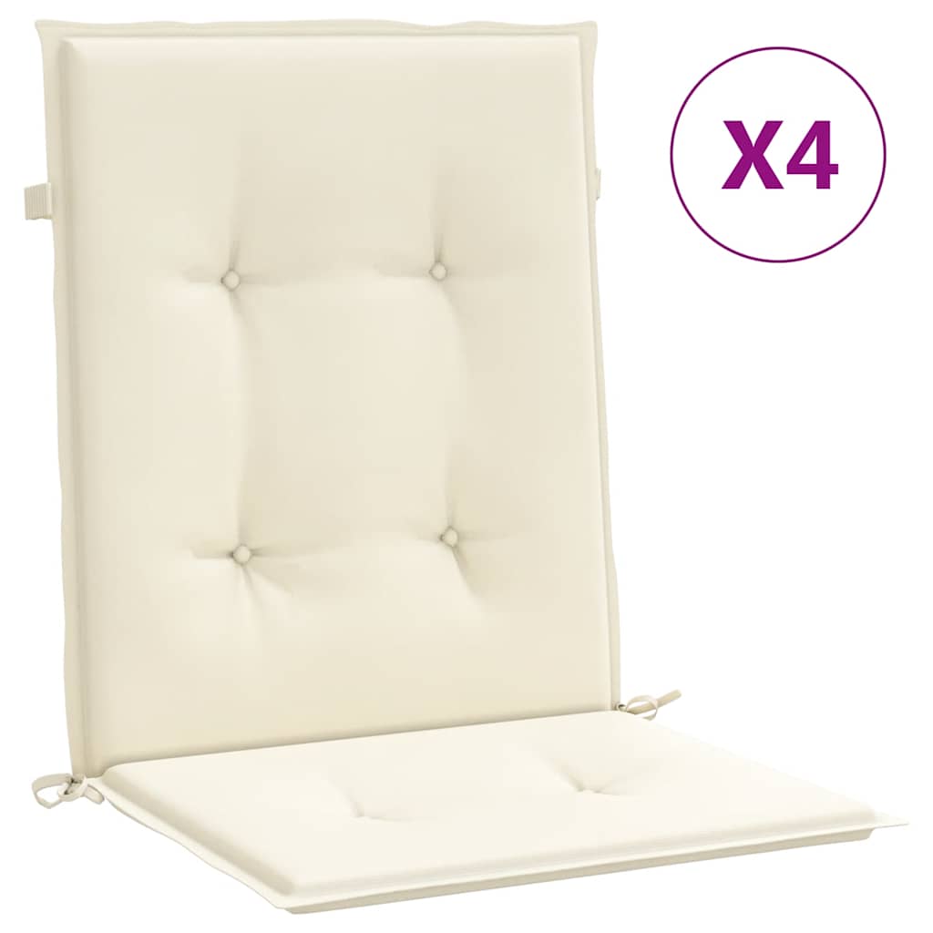 Garden Lowback Chair Cushions 4 pcs Cream 100x50x2 cm Oxford Fabric
