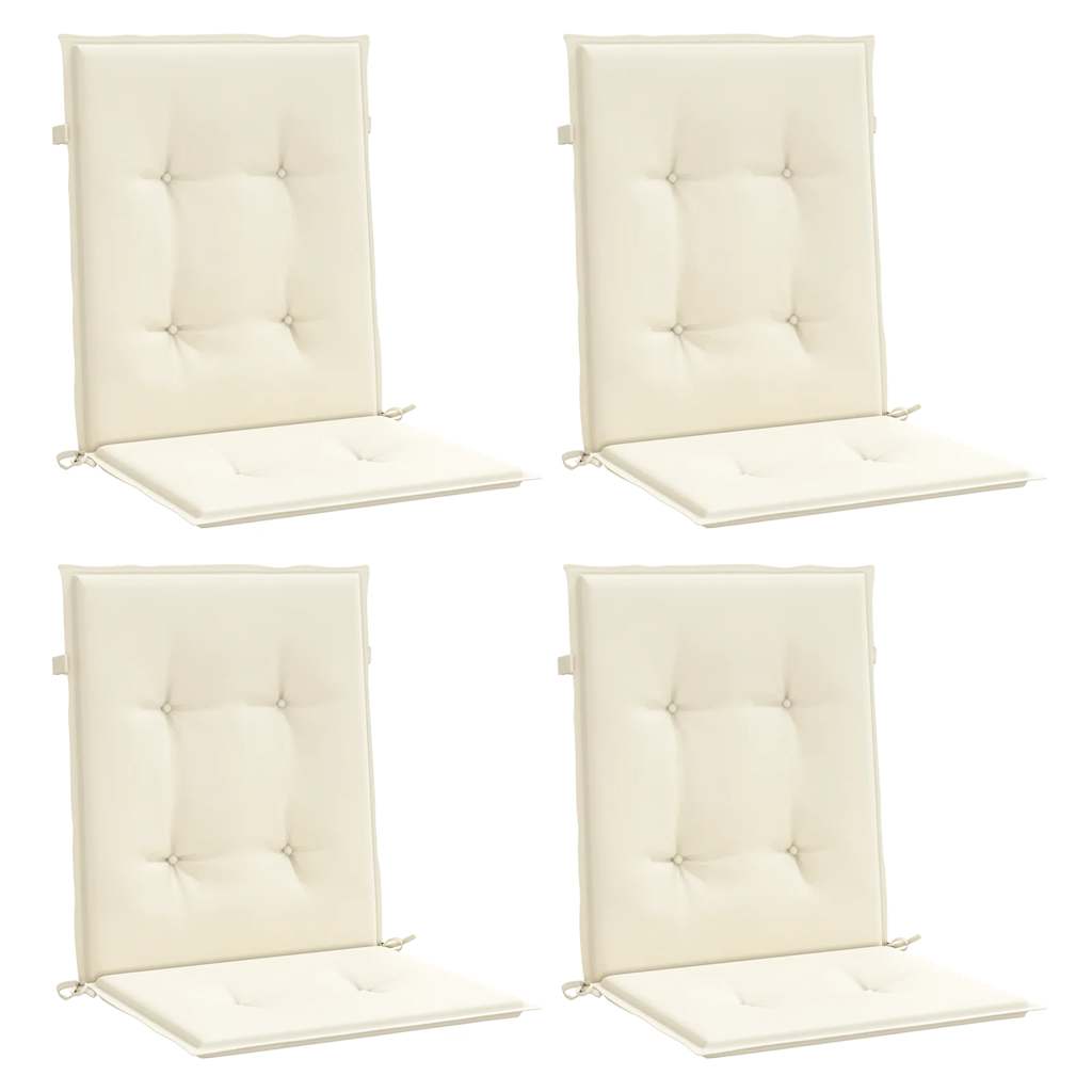 Garden Lowback Chair Cushions 4 pcs Cream 100x50x2 cm Oxford Fabric