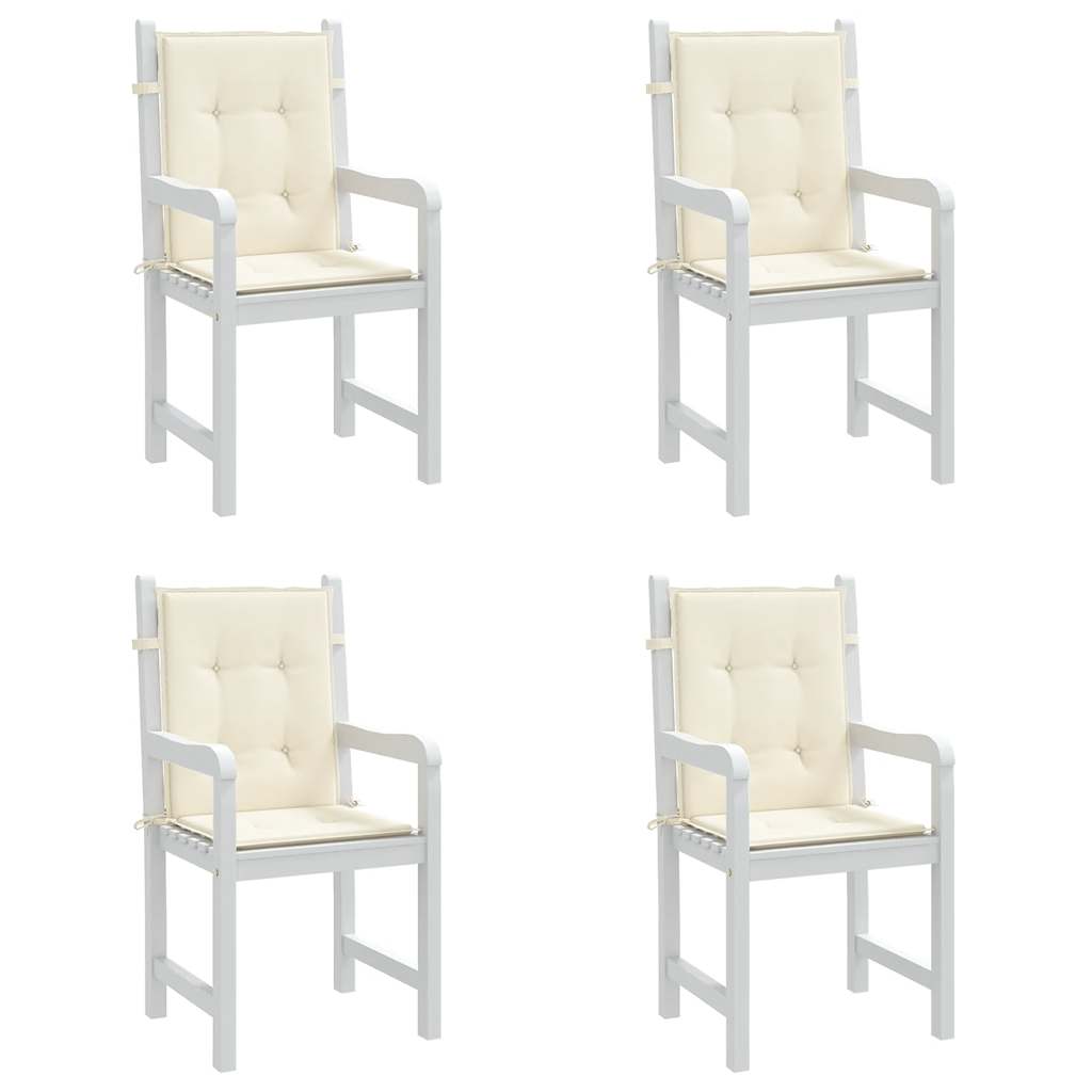Garden Lowback Chair Cushions 4 pcs Cream 100x50x2 cm Oxford Fabric