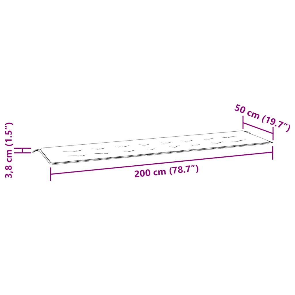 Garden Bench Cushion Taupe 200x50x3 cm Oxford Fabric