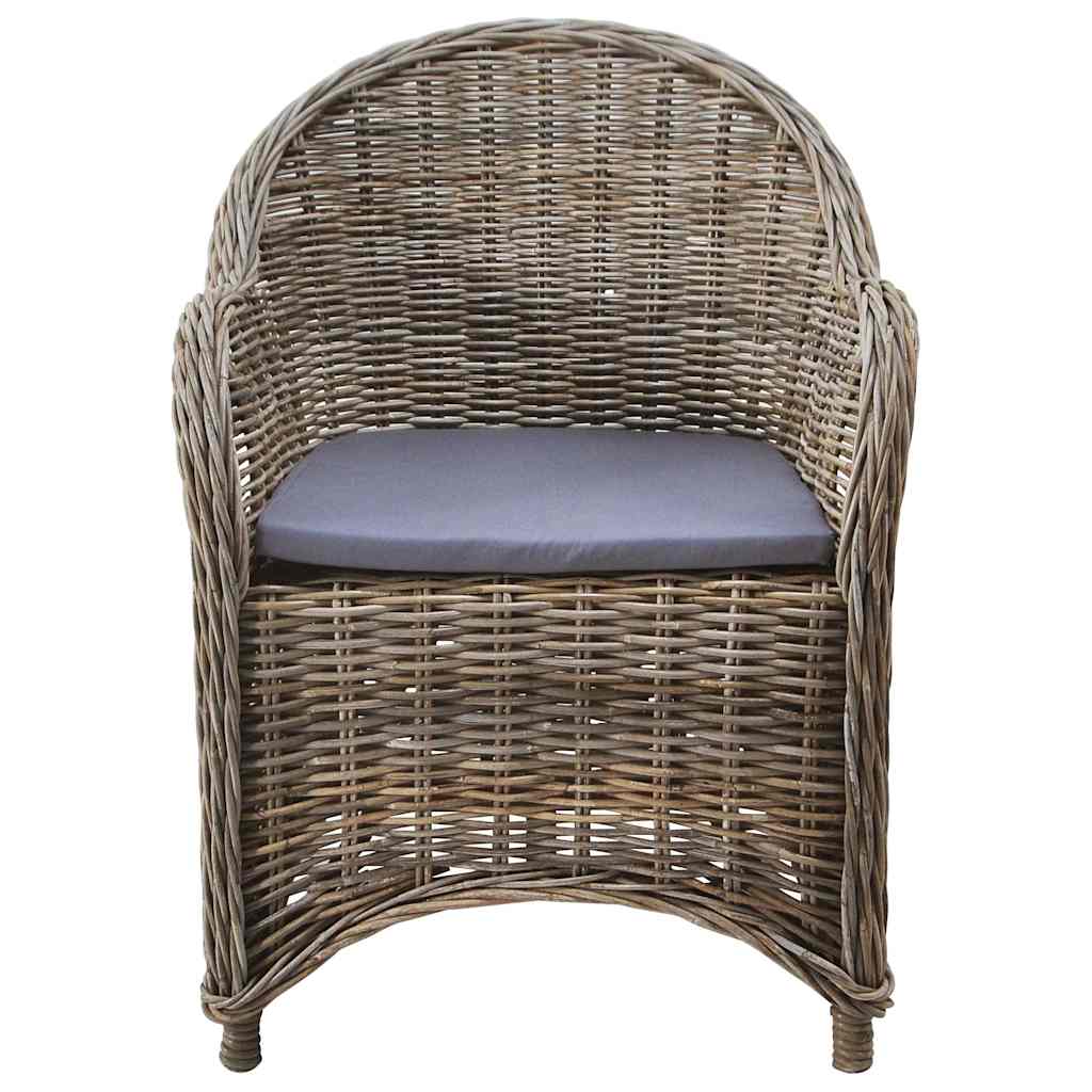 Outdoor Chairs 4 pcs with Cushions Natural Rattan