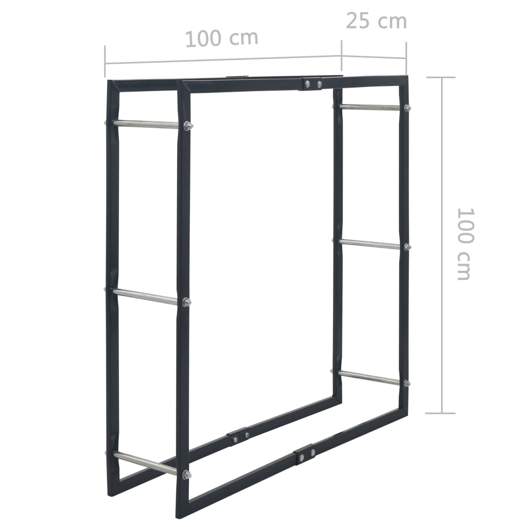 Firewood Rack Black 100x25x100 cm Steel