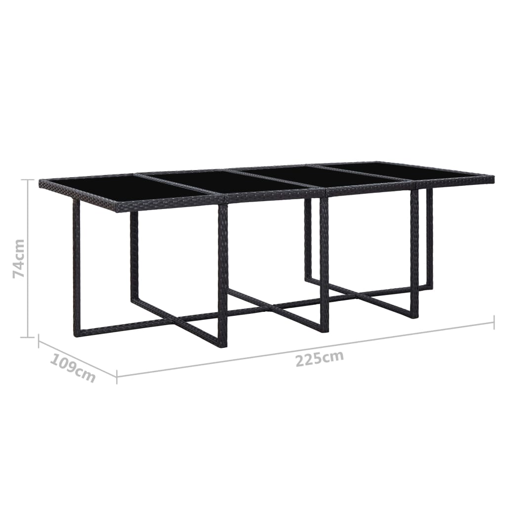 13 Piece Outdoor Dining Set with Cushions Poly Rattan Black