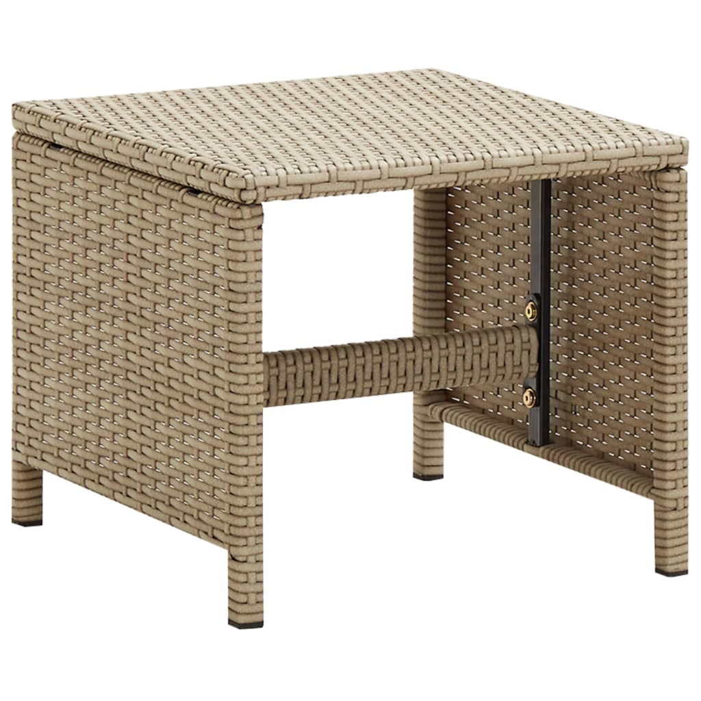 Garden Stools 2 pcs with Cushions Poly Rattan Beige