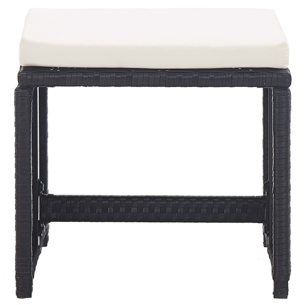 15 Piece Outdoor Dining Set with Cushions Poly Rattan Black