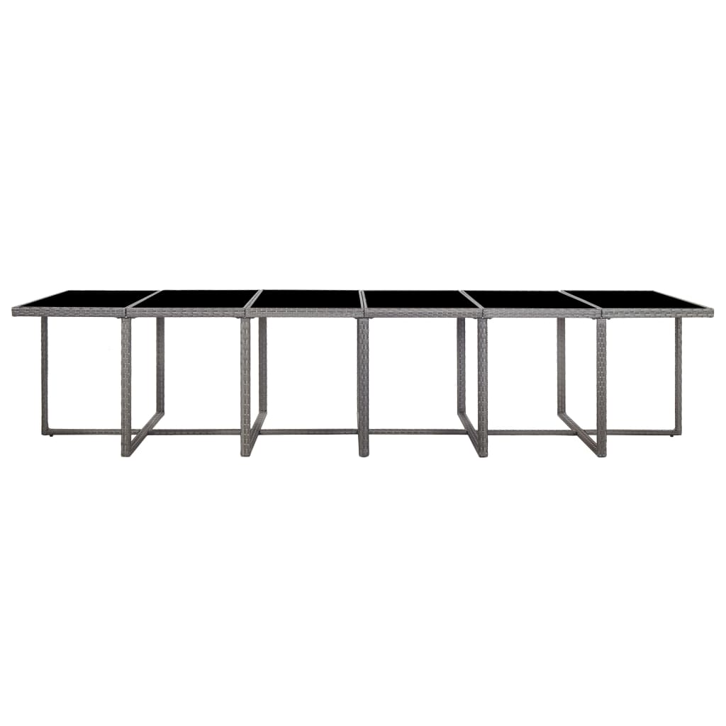 17 Piece Outdoor Dining Set with Cushions Poly Rattan Grey