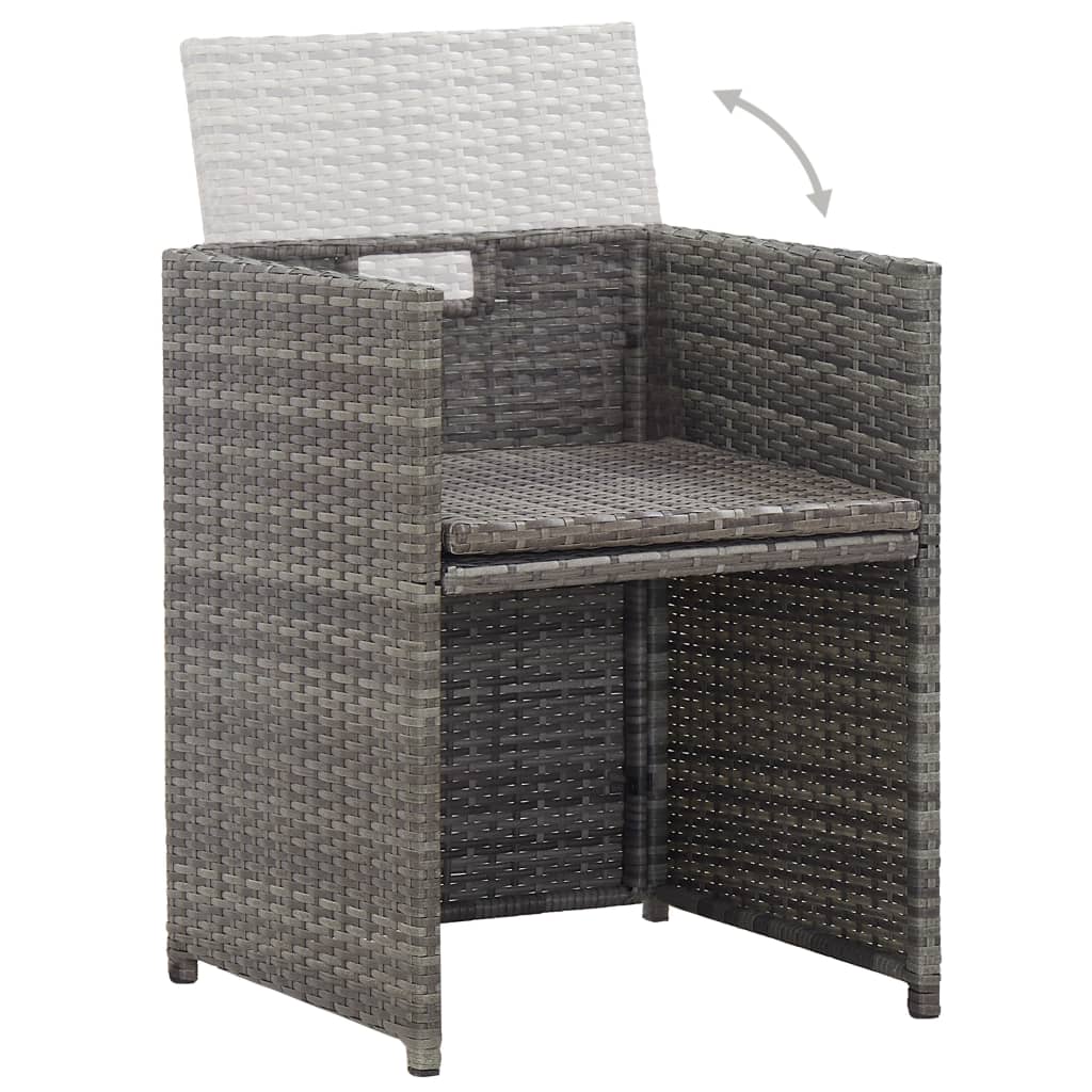 17 Piece Outdoor Dining Set with Cushions Poly Rattan Grey
