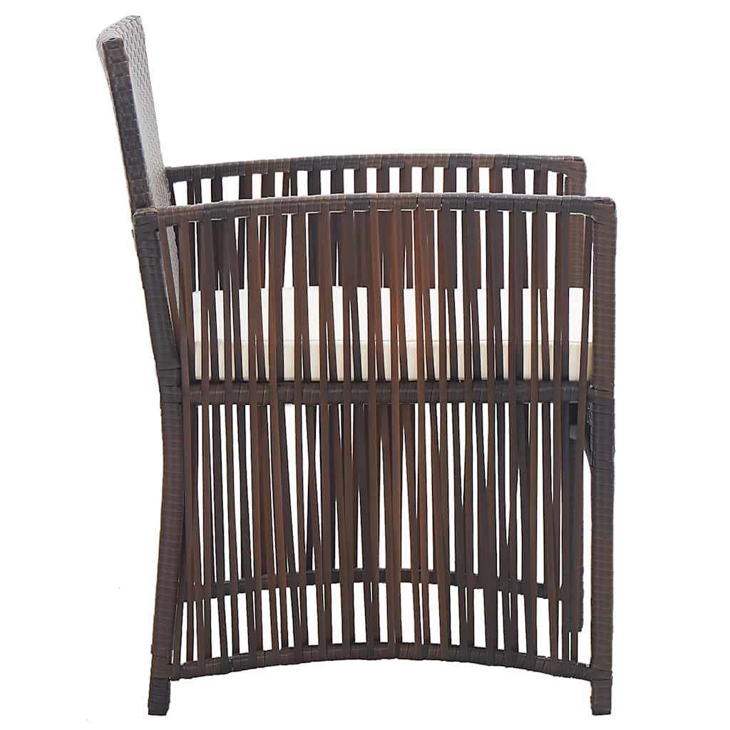 Garden Armchairs with Cushions 2 pcs Brown Poly Rattan