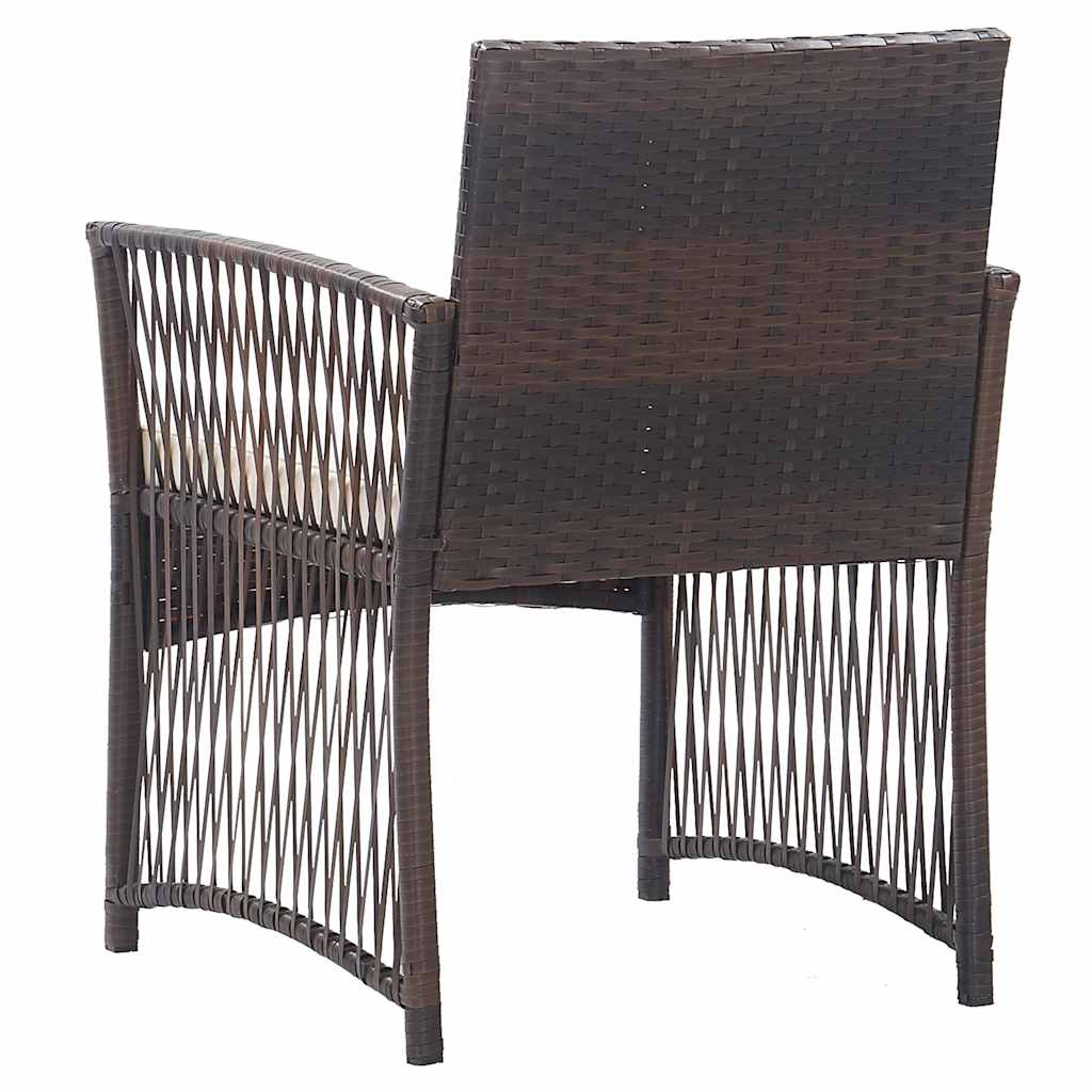 Garden Armchairs with Cushions 2 pcs Brown Poly Rattan