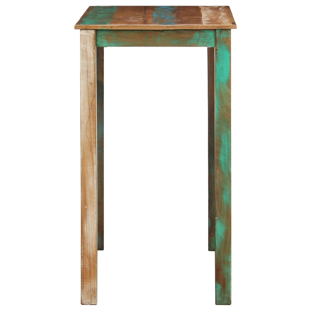 5 Piece Bar Set Solid Wood Reclaimed and Real Leather