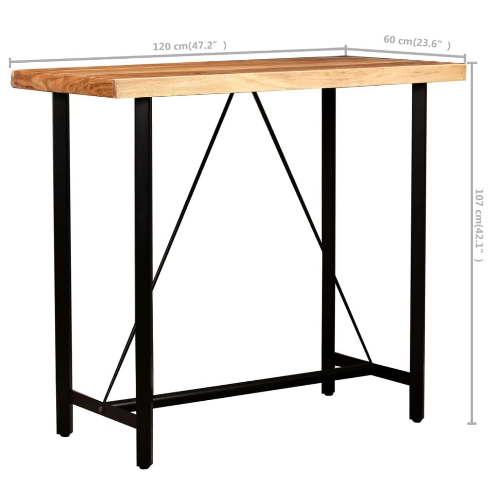 5 Piece Bar Set Solid Wood and Real Leather