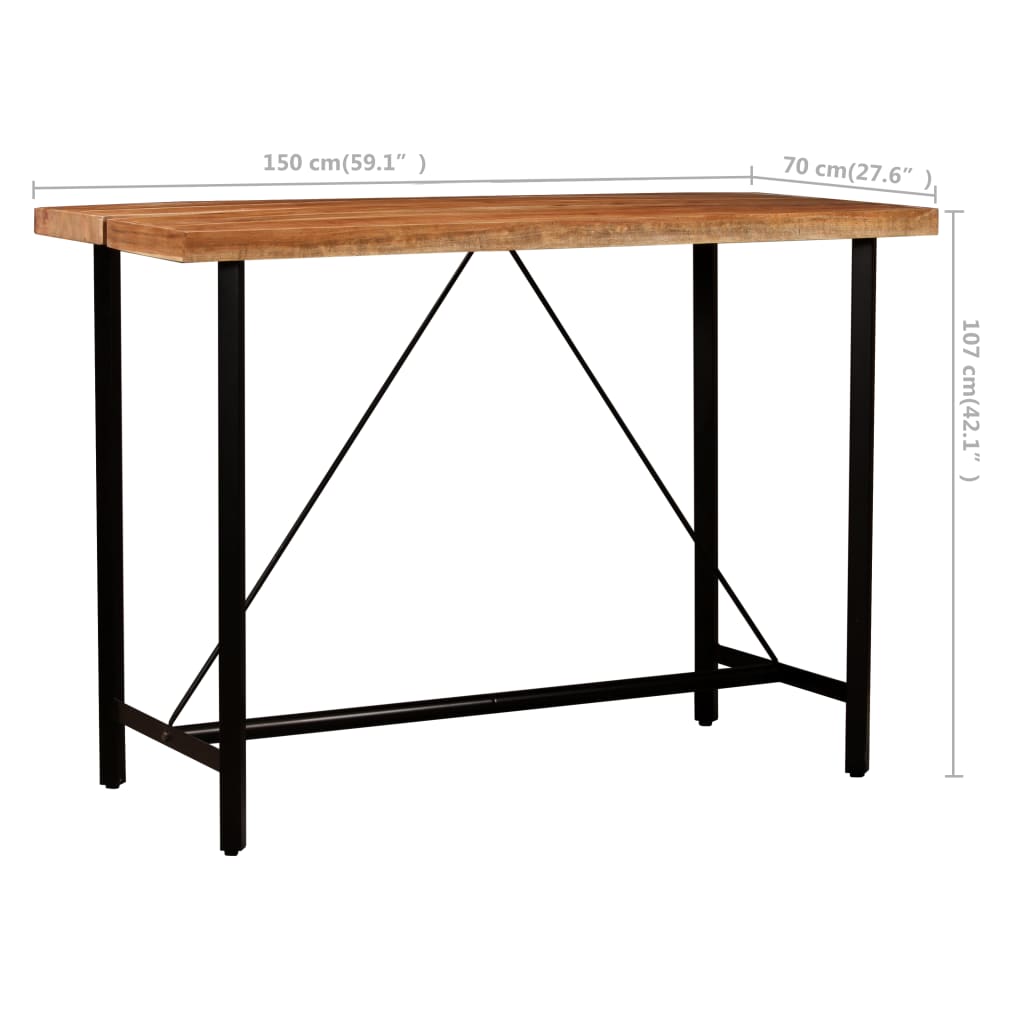 7 Piece Bar Set Solid Wood and Real Leather