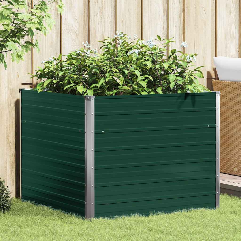 Raised Garden Bed 100x100x77 cm Galvanised Steel Green