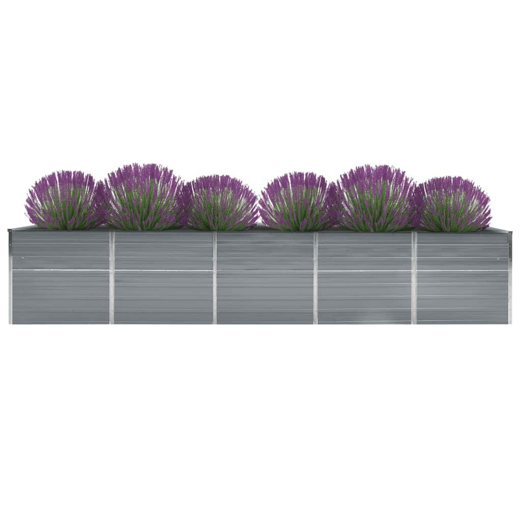 Garden Raised Bed Galvanised Steel 400x80x77 cm Grey