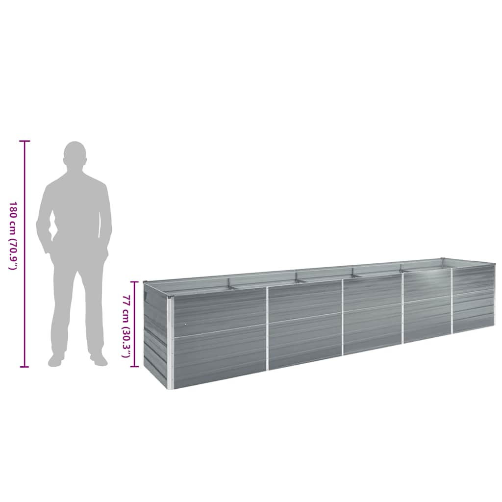 Garden Raised Bed Galvanised Steel 400x80x77 cm Grey