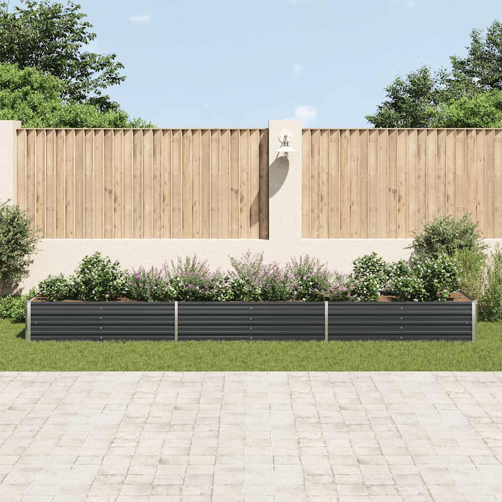 Garden Raised Bed Galvanised Steel 480x80x45 cm Anthracite