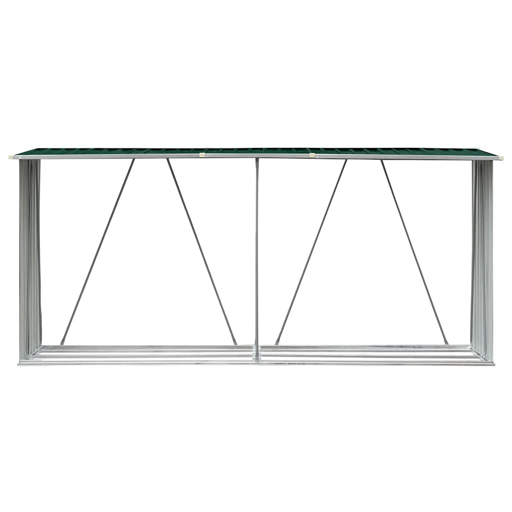 Garden Log Storage Shed Galvanised Steel 330x84x152 cm Green