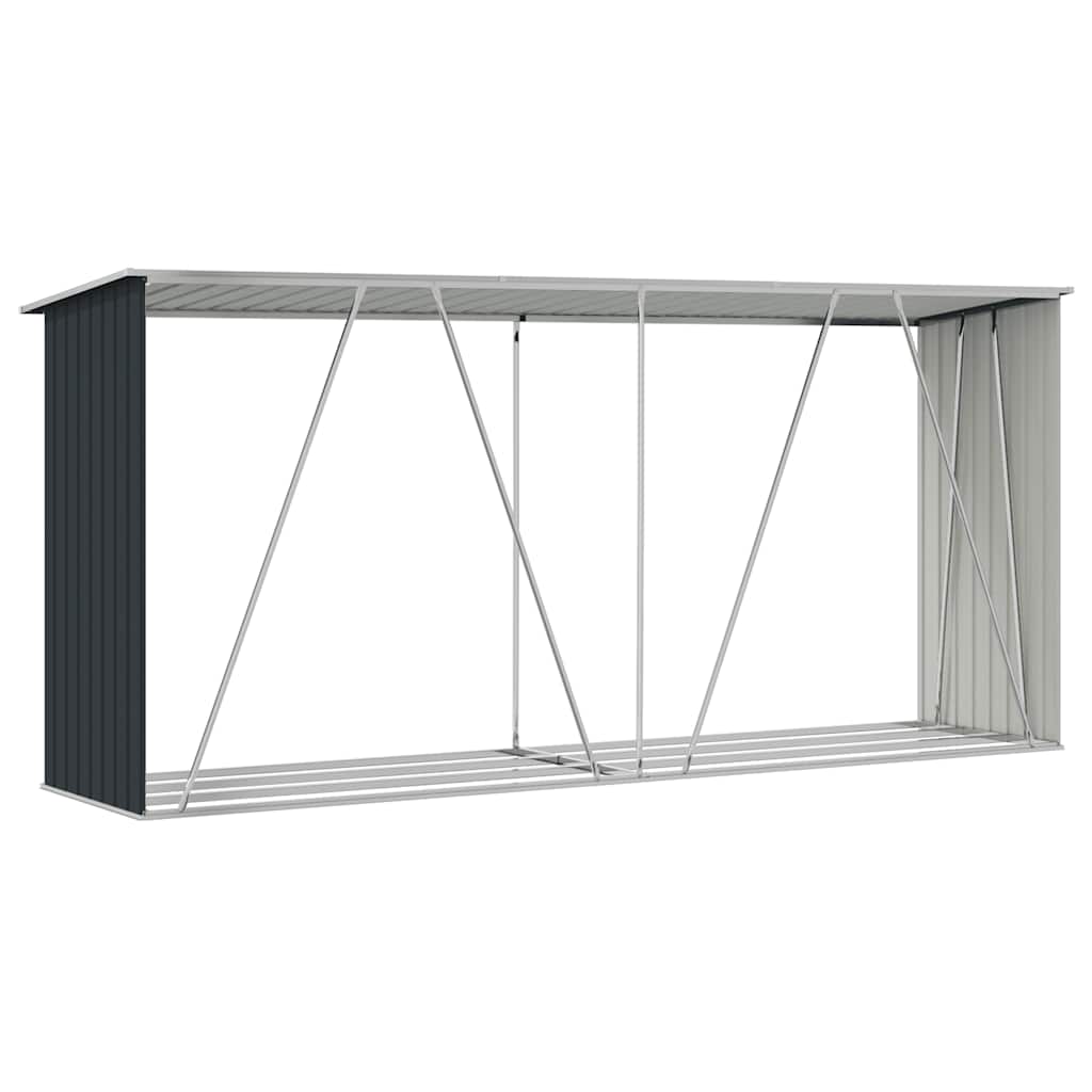 Garden Log Storage Shed Galvanised Steel 330x84x152 cm Anthracite