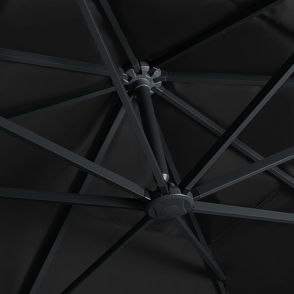 Cantilever Umbrella with LED Lights and Pole 400x300 cm Black