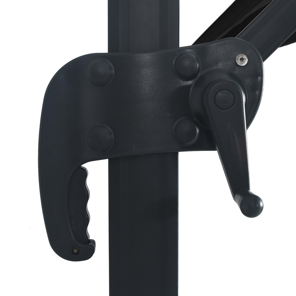 Cantilever Umbrella with LED Lights and Pole 400x300 cm Black