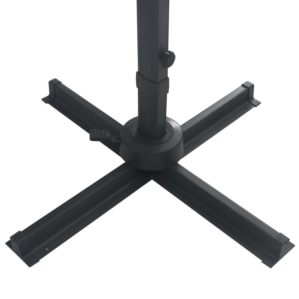 Cantilever Umbrella with LED Lights and Pole 400x300 cm Black
