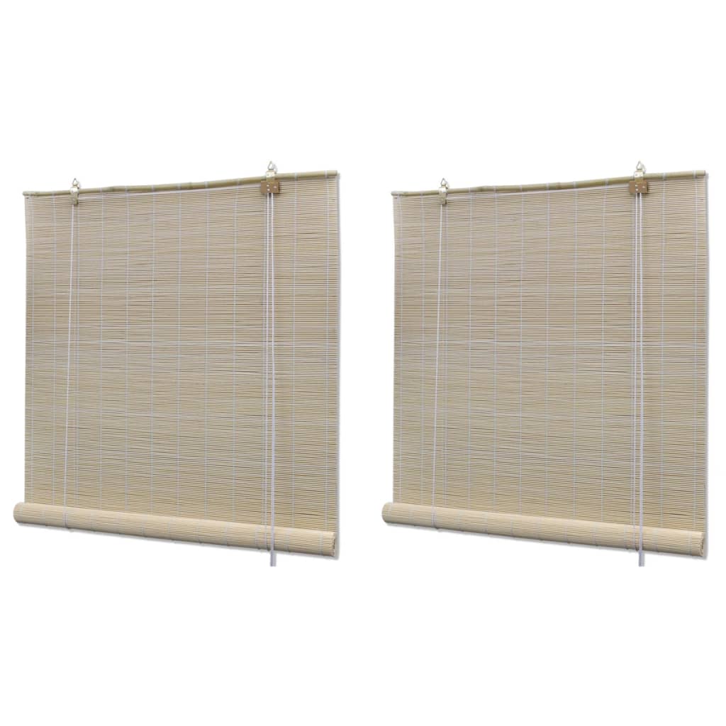 Natural Bamboo Roller Blinds 2 pcs 120x160 cm