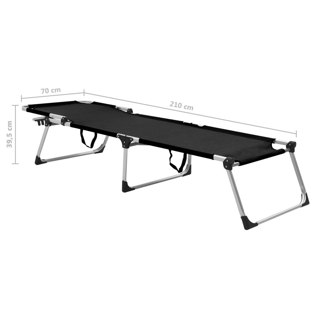 Extra High Folding Senior Sunbed Black Aluminium