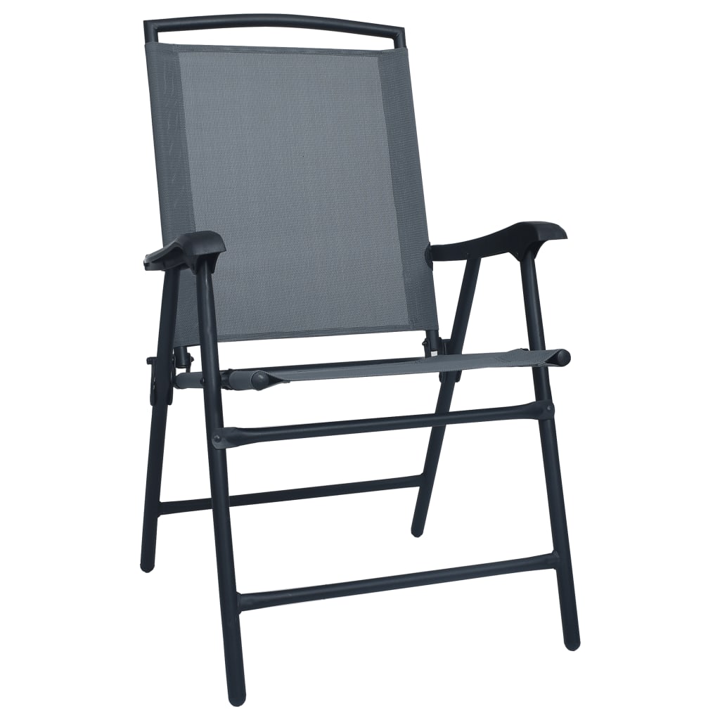 Folding Chairs 2 pcs Texilene Grey