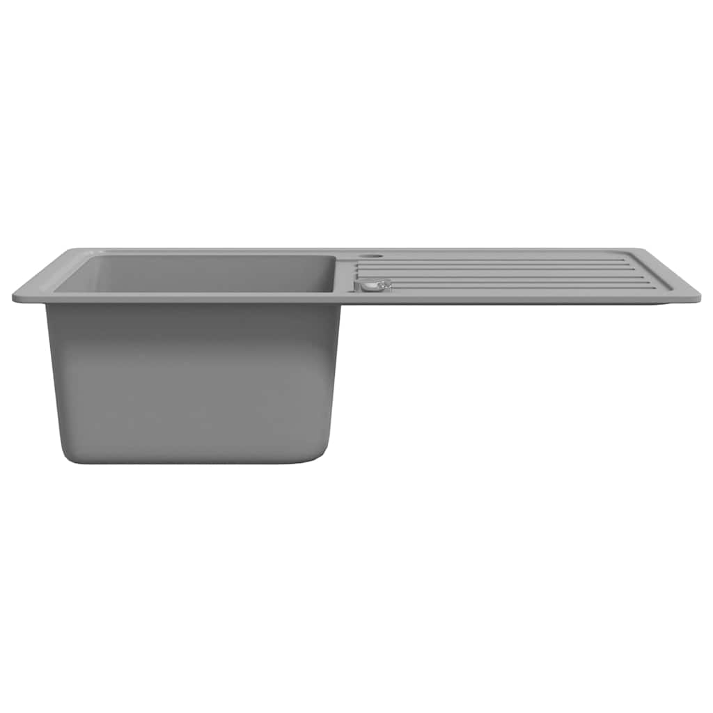 Granite Kitchen Sink Single Basin with Drainer Reversible Grey
