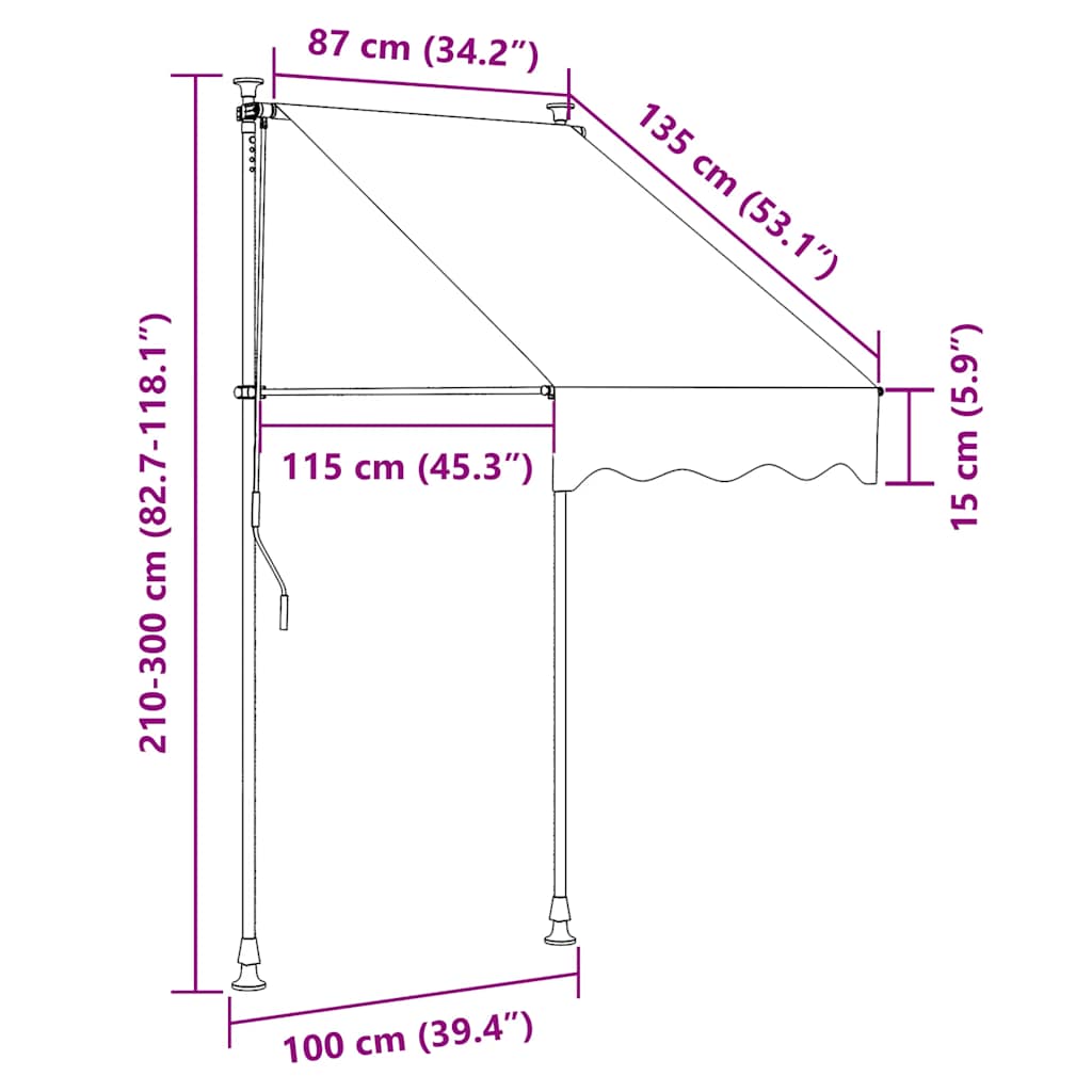 Manual Retractable Awning 100 cm Cream