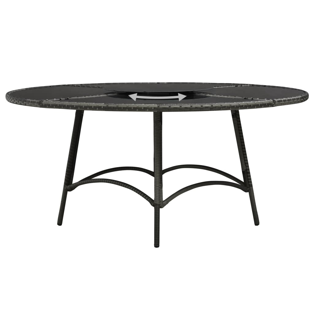 7 Piece Outdoor Dining Set with Cushions Poly Rattan Grey