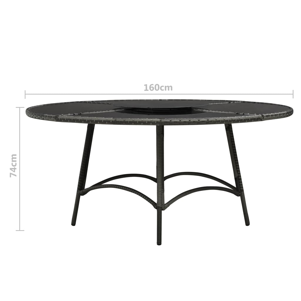 7 Piece Outdoor Dining Set with Cushions Poly Rattan Grey