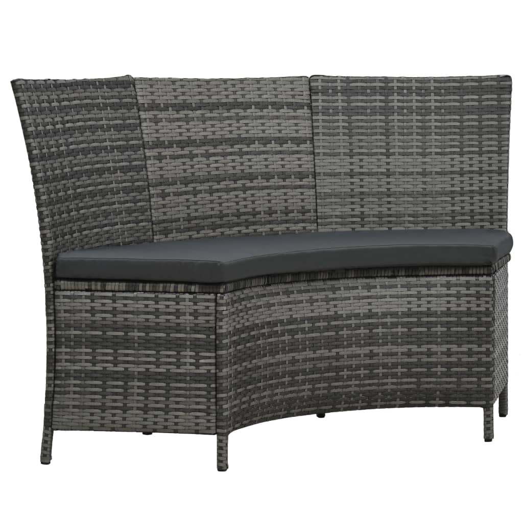 7 Piece Outdoor Dining Set with Cushions Poly Rattan Grey