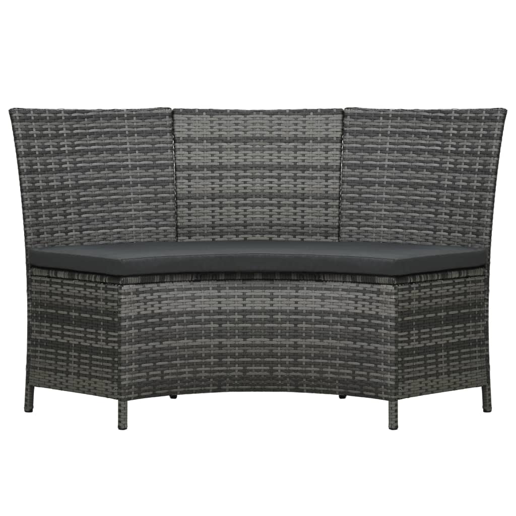 7 Piece Outdoor Dining Set with Cushions Poly Rattan Grey