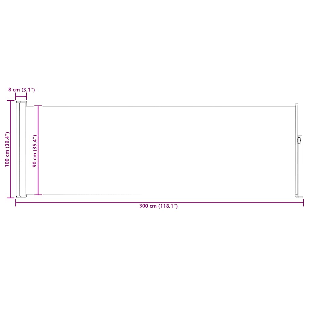 Patio Retractable Side Awning 100x300 cm Cream