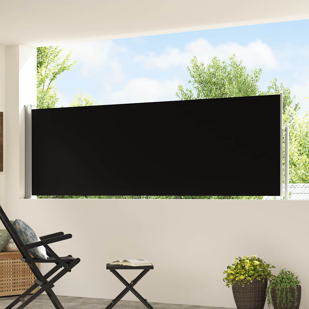 Patio Retractable Side Awning 100x514 cm Black