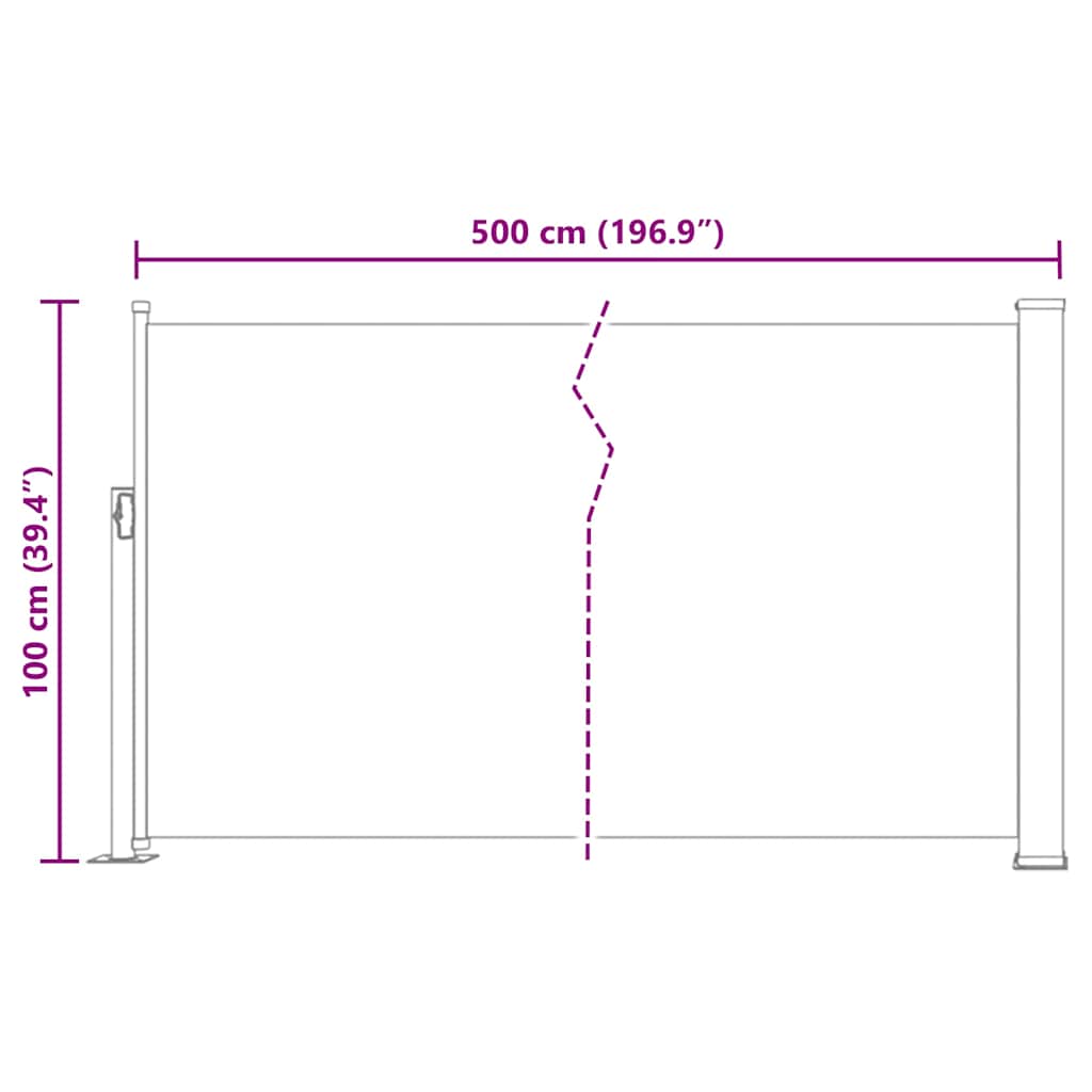 Patio Retractable Side Awning 100x514 cm Black