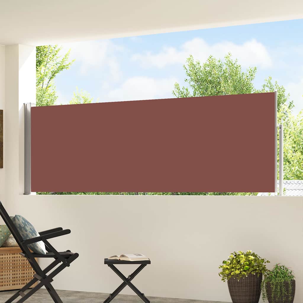 Patio Retractable Side Awning 100x514 cm Brown