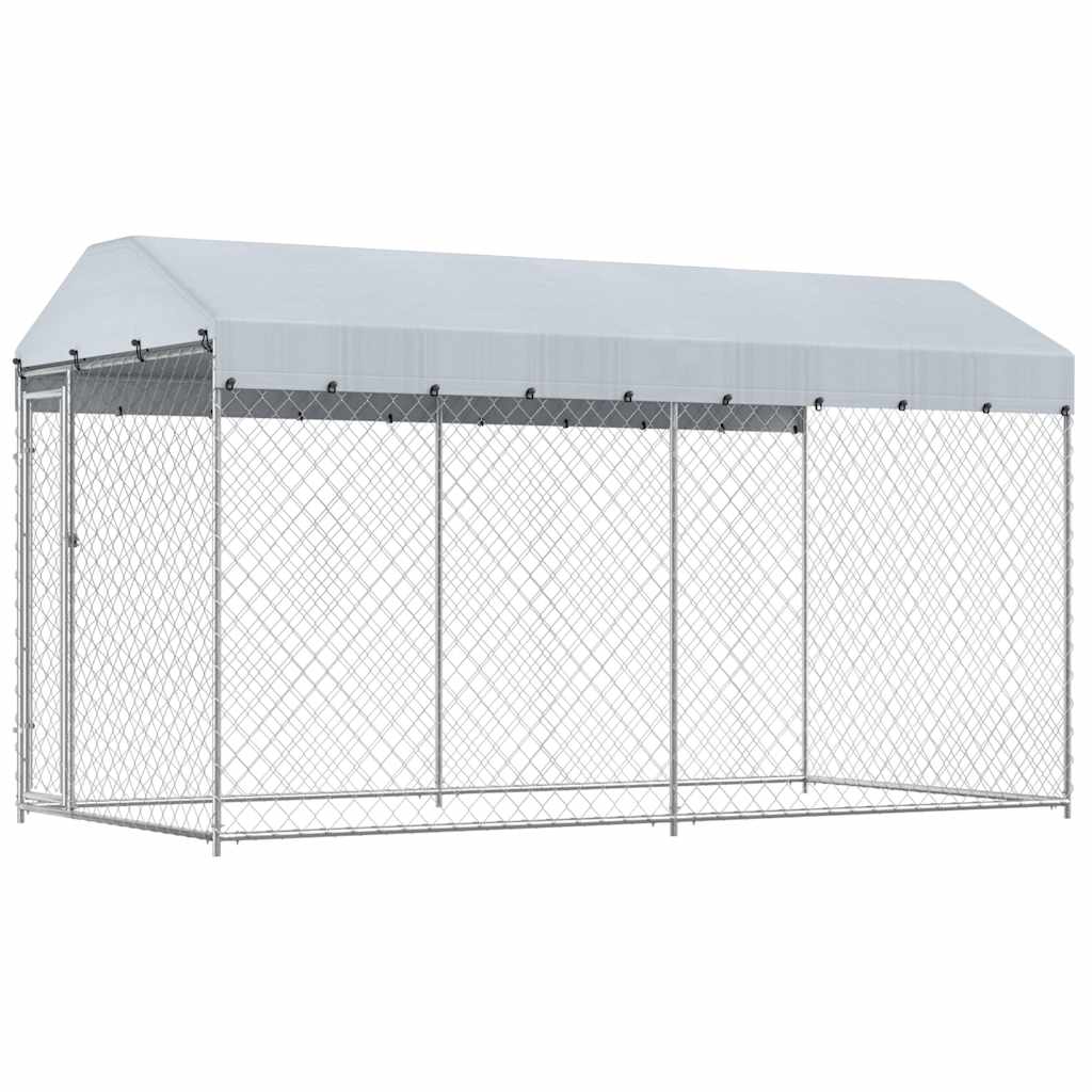 Outdoor Dog Kennel with Canopy Top 382x192x225 cm