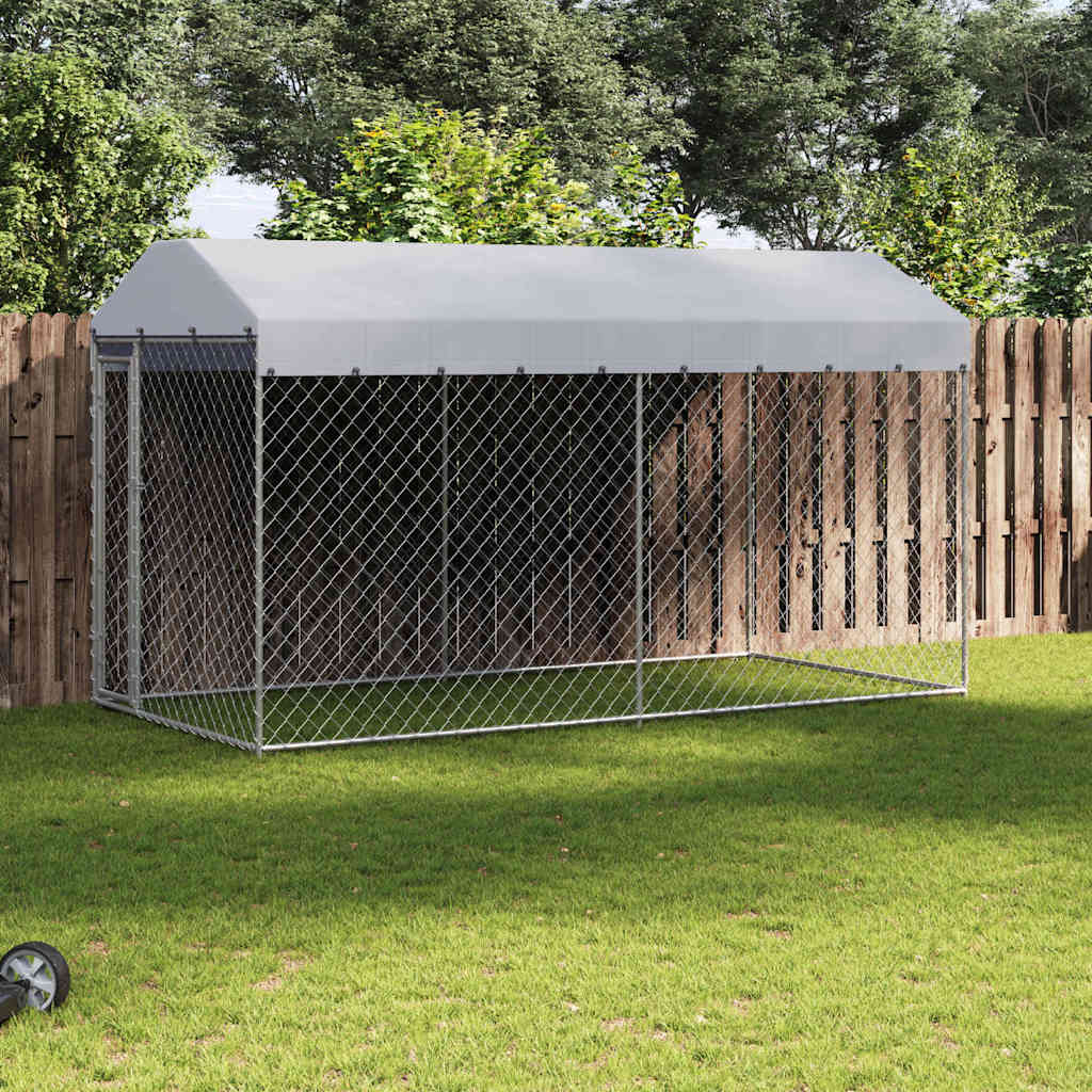 Outdoor Dog Kennel with Canopy Top 382x192x225 cm