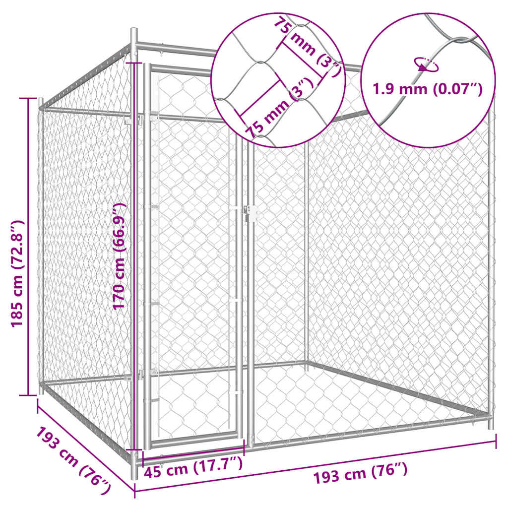 Outdoor Dog Kennel 193x193x185 cm