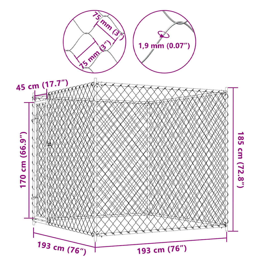 Outdoor Dog Kennel 193x193x185 cm