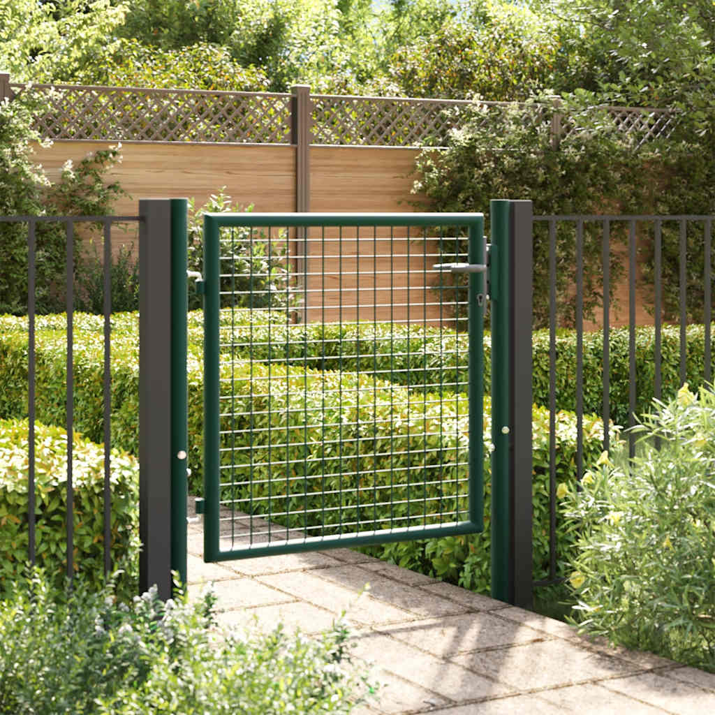Fence Gate Steel 100x75 cm Green